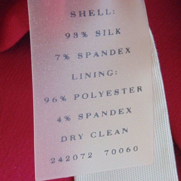 ANN TAYLOR Silk Dress, 10, Pink/Red, Ruffle neck, Sleeveless, Sash belt - Picture 11 of 13